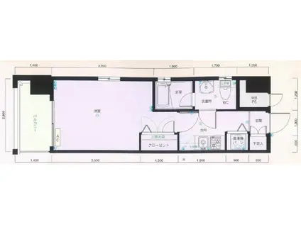 ピュアドームエスパリエ博多(1K/6階)の間取り写真