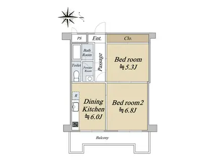 GSハイム船場(2DK/10階)の間取り写真