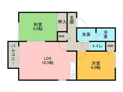 グレイス田の浦(2LDK/2階)の間取り写真