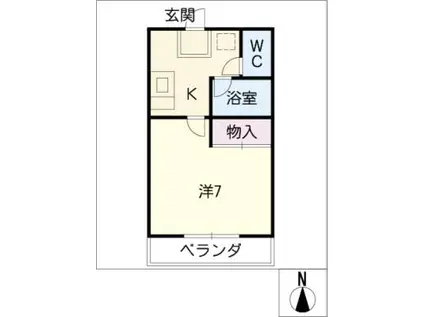 ハウスKIII(1K/1階)の間取り写真