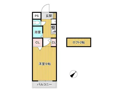 ルミエールガーデンI番館(1K/2階)の間取り写真