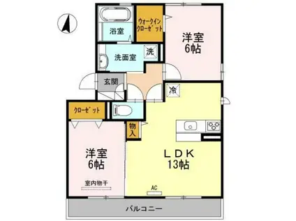 アンベリール浅田(2LDK/3階)の間取り写真