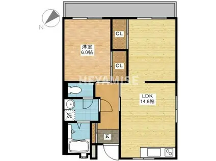 FL磯道(1LDK/2階)の間取り写真