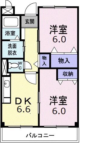 レモングラス(2DK/3階)の間取り写真