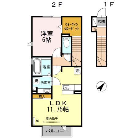 コモンセージ(1LDK/2階)の間取り写真