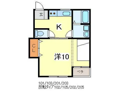 N.DREAM(1K/2階)の間取り写真