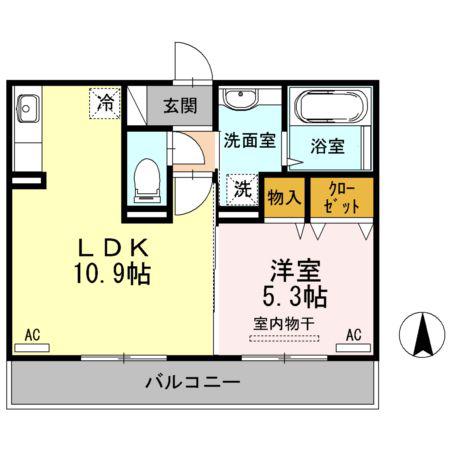 メゾン・リベルテ(1LDK/2階)の間取り写真