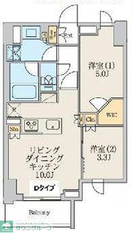 クレストコート北千住レジデンス(2LDK/4階)の間取り写真