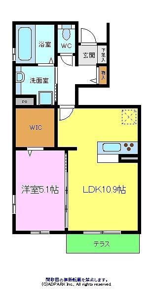 ポルト ボヌール(1LDK/1階)の間取り写真
