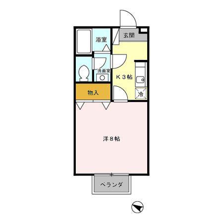 セジュール一番町(1K/1階)の間取り写真