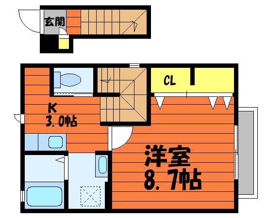PROGRESSプログレス A棟(1K/2階)の間取り写真