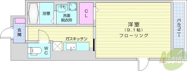 イリーテ・ヴィオラ(1K/5階)の間取り写真