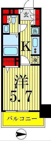 エスティメゾン錦糸町II(1K/3階)の間取り写真