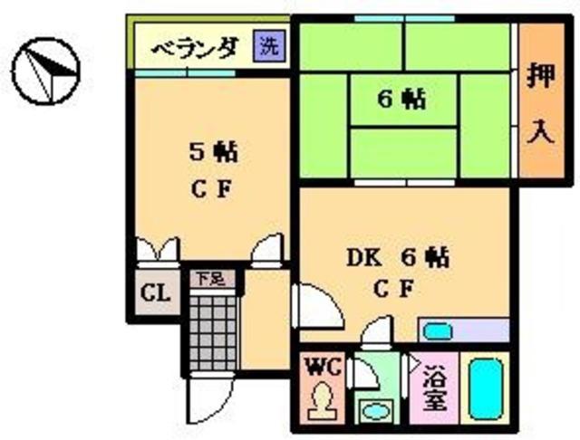ワコー王子マンション(2DK/8階)の間取り写真