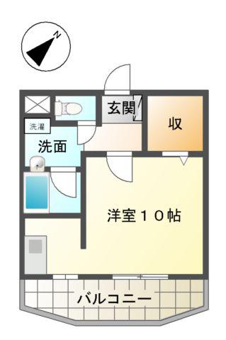 メゾントルヴェール(ワンルーム/3階)の間取り写真