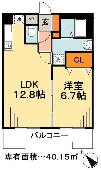フェイムイッサ(1LDK/2階)の間取り写真