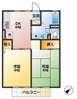 ストークアレイ(2DK/1階)の間取り写真