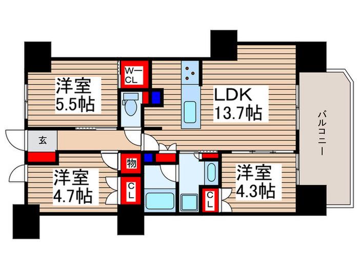 レーベン南大塚GENIX(3LDK/2階)の間取り写真
