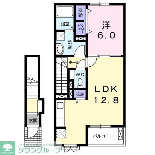 ラウレアII(1LDK/2階)の間取り写真