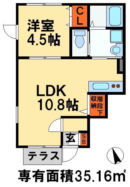 アイランドビレッジA(1LDK/1階)の間取り写真