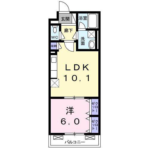 パラッツオ入倉(1LDK/4階)の間取り写真