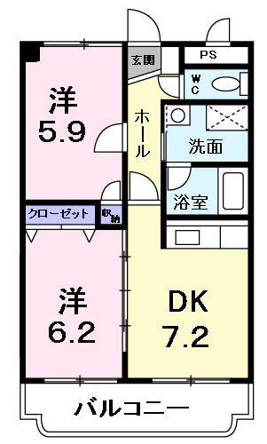 メゾンフリーデ(2DK/1階)の間取り写真