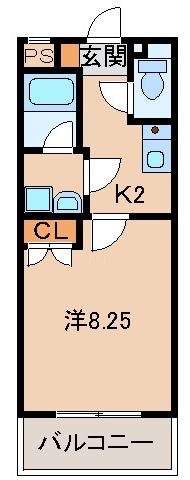 ル・マンA4番館(1K/1階)の間取り写真