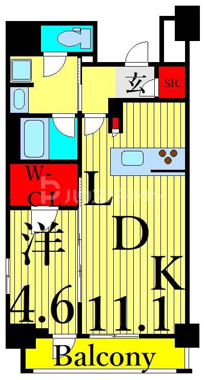 プライムアーバン台東根岸(1LDK/2階)の間取り写真