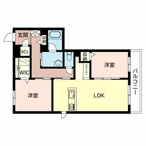オカバ姫路網干シャーメゾン(2LDK/3階)の間取り写真