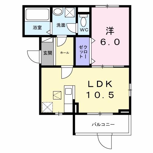ロイヤルメゾン北巽II(1LDK/1階)の間取り写真