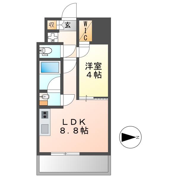 LASANTE東別院(1LDK/1階)の間取り写真