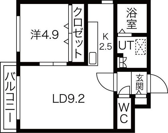 LAULEA八軒(1LDK/2階)の間取り写真