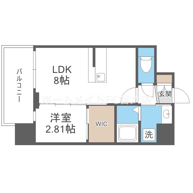 LIVECASA天満橋(1LDK/5階)の間取り写真