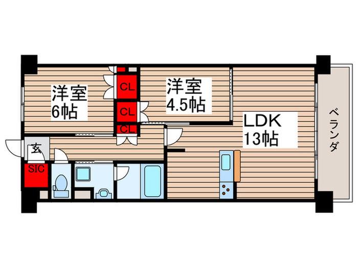 スカイグランデ津田沼(2LDK/7階)の間取り写真