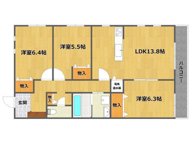 エフティー西宮北口 A棟(3LDK/3階)の間取り写真