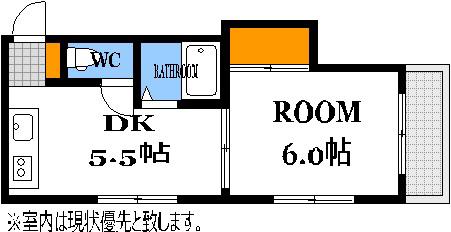 第3ナカムラビル(1DK/2階)の間取り写真