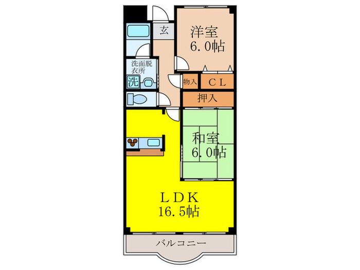 サンヒルズ上山手(2LDK/2階)の間取り写真