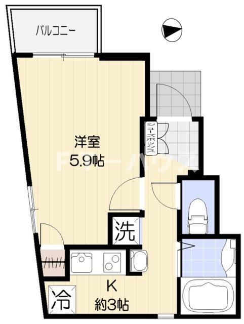 スワンレジデンス前原西(1K/2階)の間取り写真