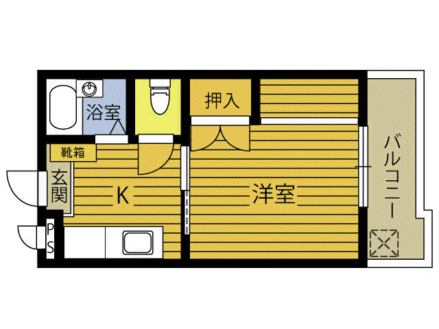 サザンブライト中判田(1K/3階)の間取り写真