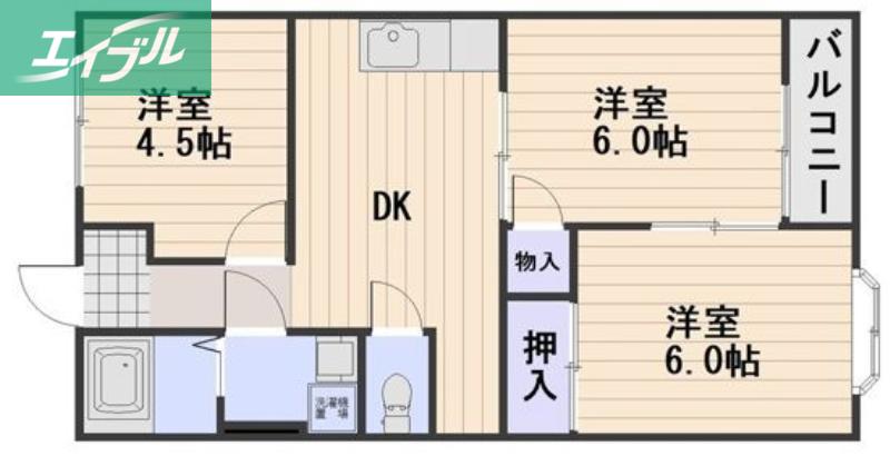 リレイズ葉月I(3DK/1階)の間取り写真