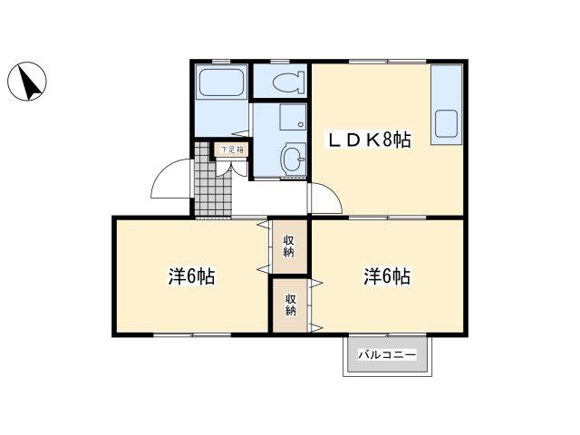 フォーレスト中尾(2DK/1階)の間取り写真