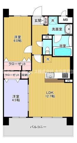 アトリエール堺寺地町(2LDK/1階)の間取り写真
