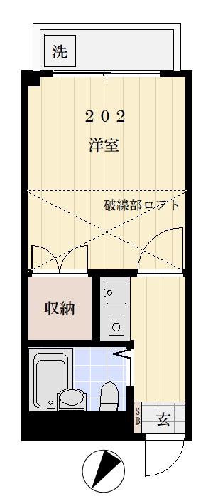 YSコート(1K/2階)の間取り写真