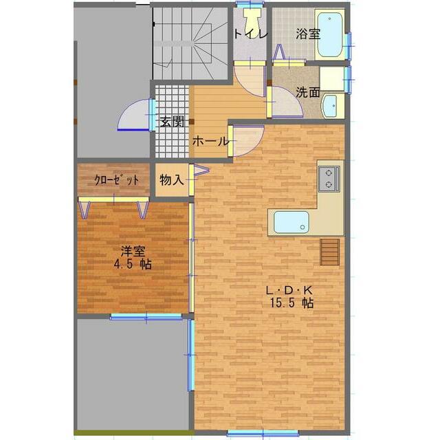 プロバンスビラ(1LDK/2階)の間取り写真