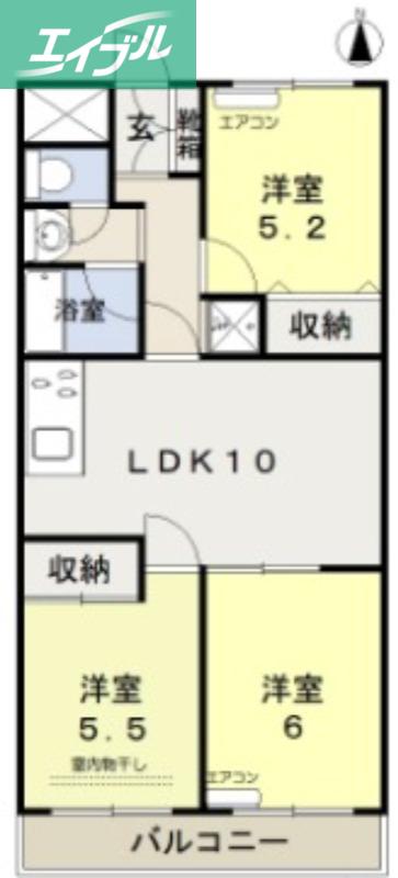 エバンス(3LDK/2階)の間取り写真