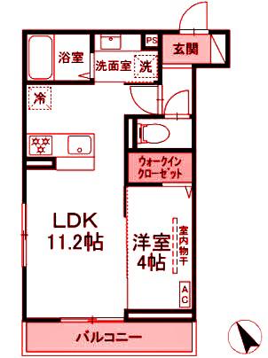 D PAINA 鶴ヶ峰(1LDK/2階)の間取り写真