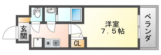 ディームス江坂(1K/4階)の間取り写真