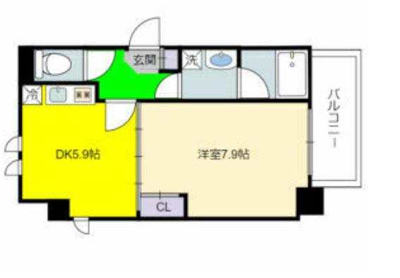 地下鉄鶴舞線 川名駅 徒歩1分 8階建 築26年(1DK/7階)の間取り写真