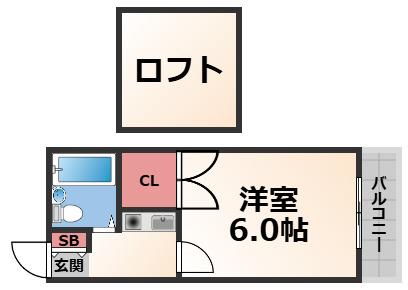 サンビレッジ森河内(ワンルーム/2階)の間取り写真
