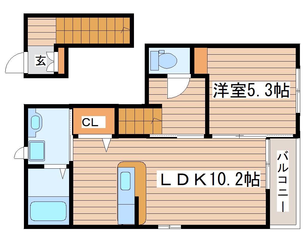 ブライトS・K(1LDK/2階)の間取り写真